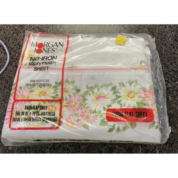 Morgan Jones Maytime Twin Flat Sheet Set‎ Of 2 Muslim No Iron 39” X 76” NEW VTG - Picture 3 of 4